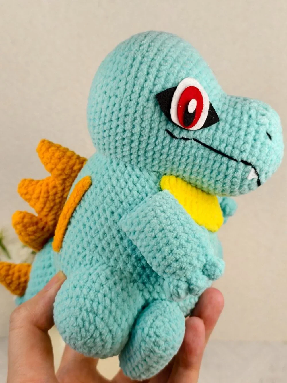 Handmade Amigurumi Crochet Blue Totodile Plushie